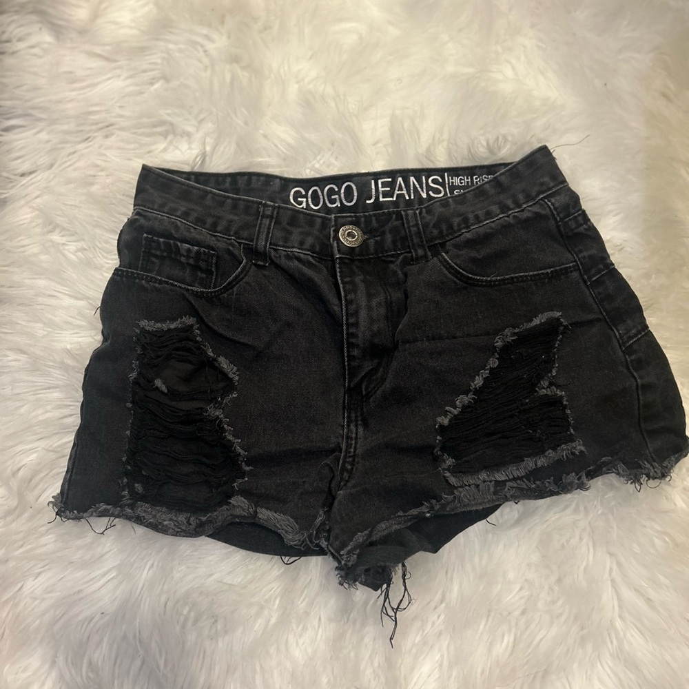 Women's Black Distressed Shorts